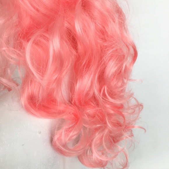 Long Loose Curls Pastel Pink Wig Cosplay NEW NWOT Emo Gamer Anime - Picture 7 of 7